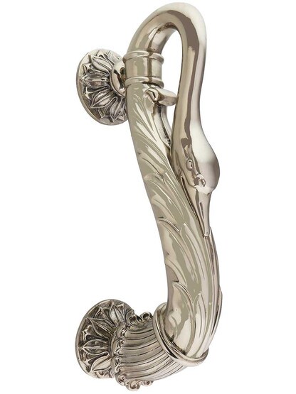 Swan Pull - 9 inch Center-to-Center in White Brass.